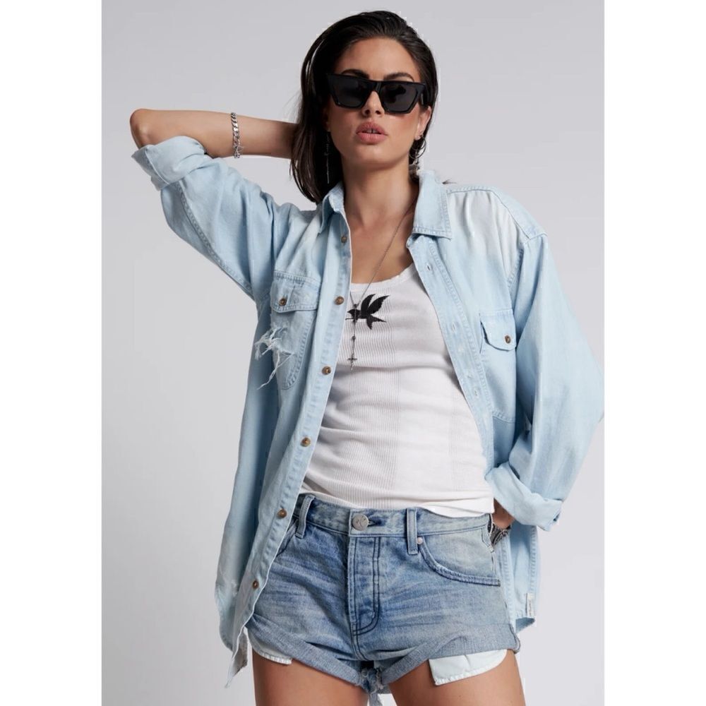 One Teaspoon SALTY DOG BANDITS LOW WAIST DENIM SHORTS BLUE Size 30 / Excellent